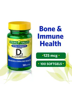 SPRING VALLEY VITAMIN D3 SOFTGELS 5000 IU 100 COUNT