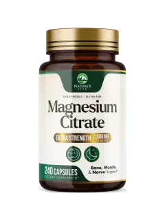 Citrato de Magnesio 1000 Mg - Suplemento de Magnesio  - Pastillas Complejos de Magnesio Extra Fuertes -  - 240 Cápsulas